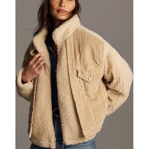 BLANKNYC x Anthropologie XS Fuzzy Wuzzy Corduroy Sherpa Mix Trucker Jacket